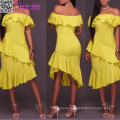 Alejandra Chartreuse Ruffle MIDI Dress L36180